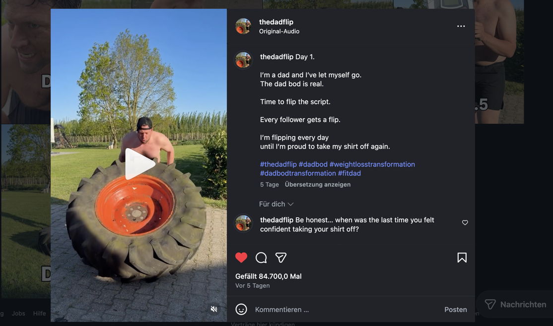 Tire Flip Dad auf Instagram verrückte Dad Bod Challenge
