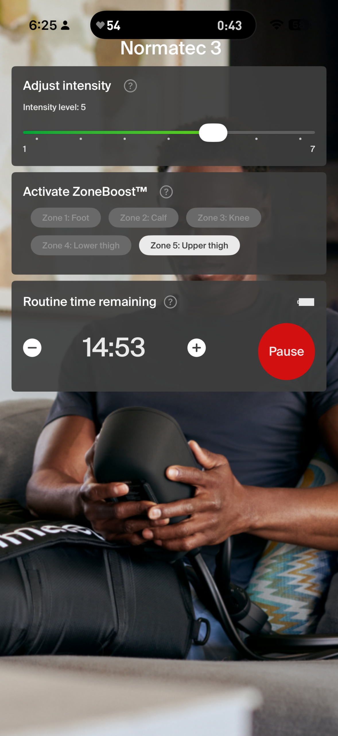 Hyperice Normatec 3 App Ansicht